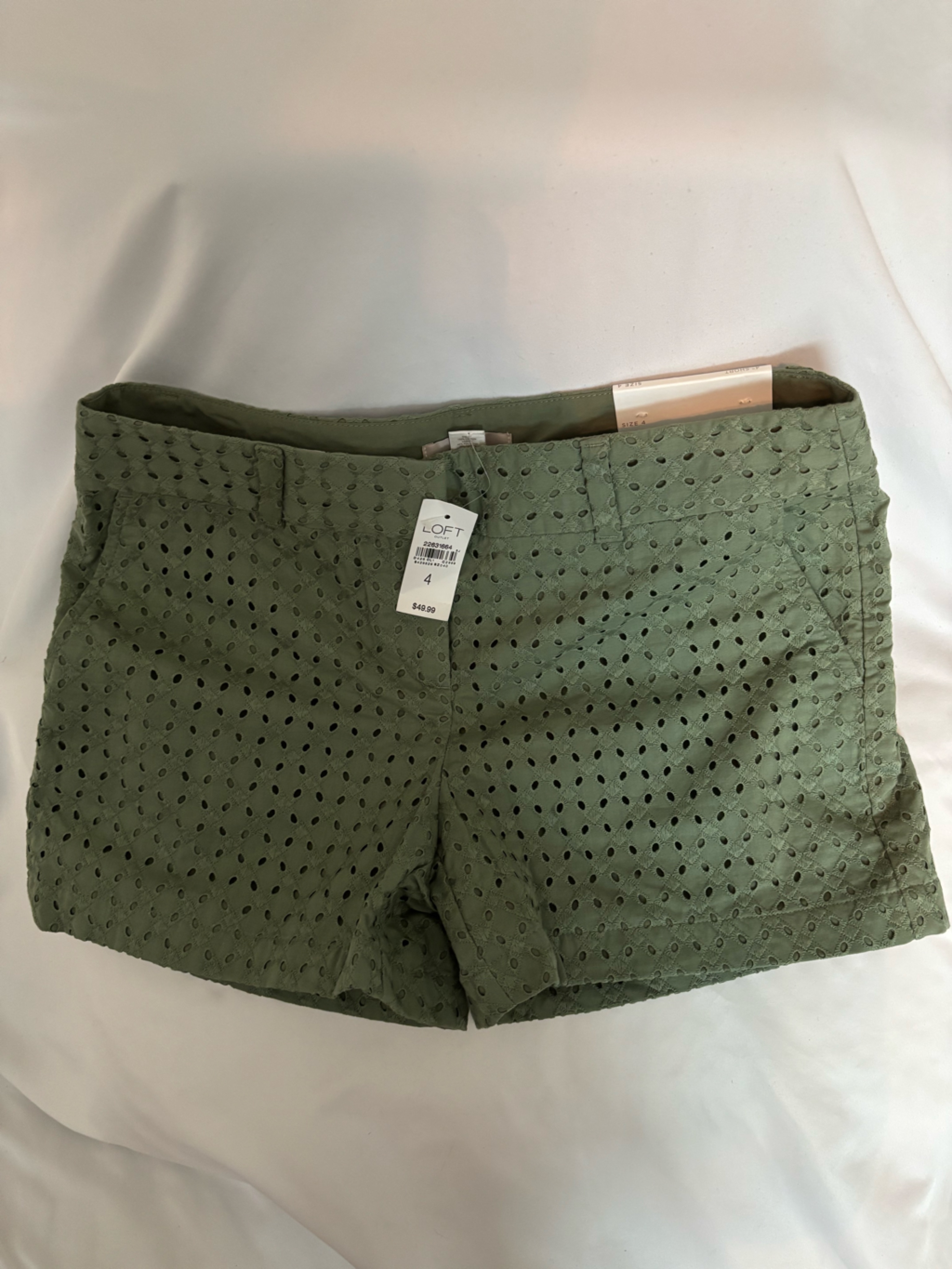 Loft Olive Eyelet Skirt - Green Mini